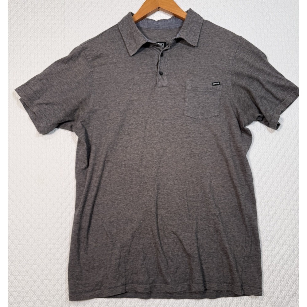 Rip Curl Polo Shirt Black Strip Mens L Streetwear Retro‎ Casual Office Skate